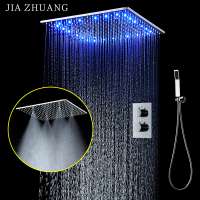 20 inch ceiling mounted led showerhead 2 functions square rain + mist spa shower panel top shower tap with shower arms